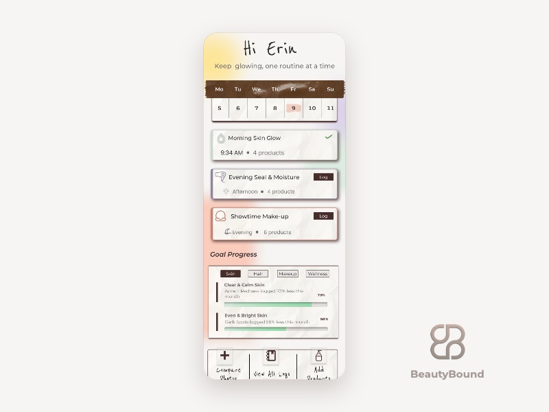 BeautyBound Home screen