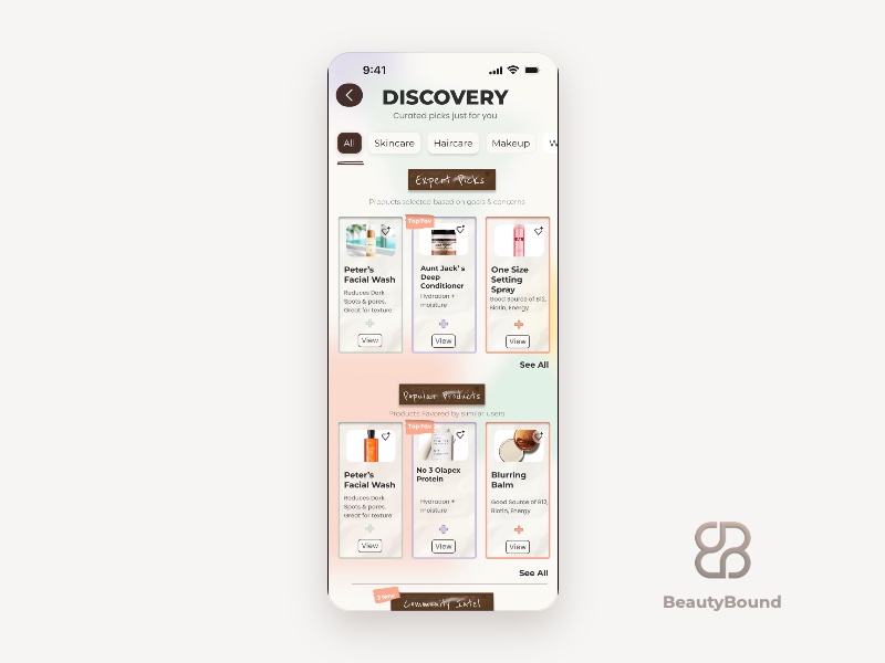 BeautyBound Discovery screen