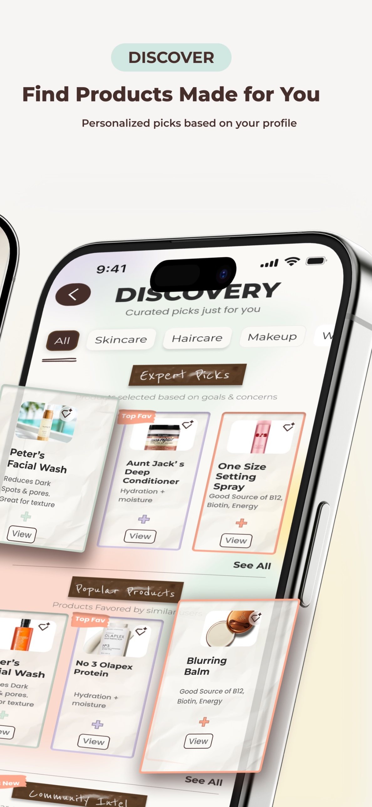 BeautyBound Discovery screen with Expert Picks and popular products